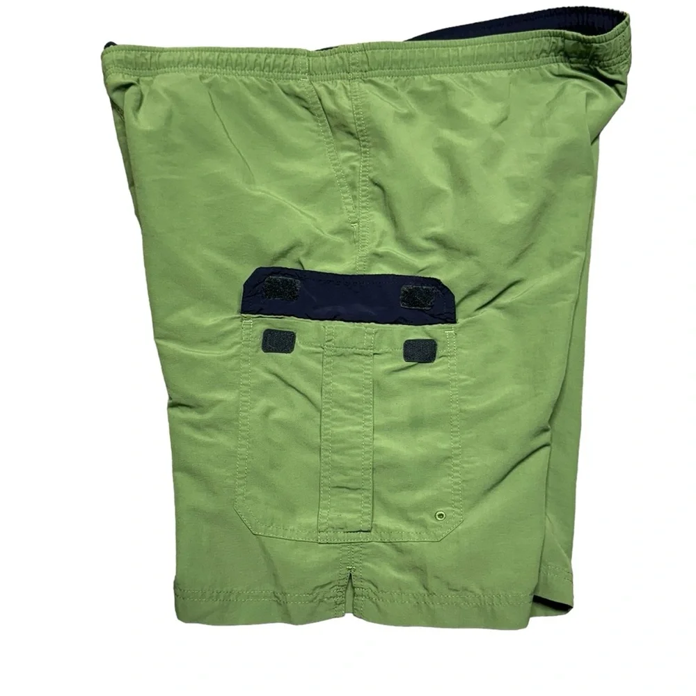 L.L.‎ Bean Suplex Nylon Cargo Swim Trunks Mens Medium Elastic Waist Green Beach - Picture 4 of 16